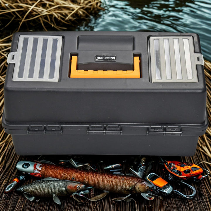 Werkzeugkoffer - Angelkoffer leer 17" – Faltbar & klappbar 2 Ebenen – Organizer & Sortierbox für Kle