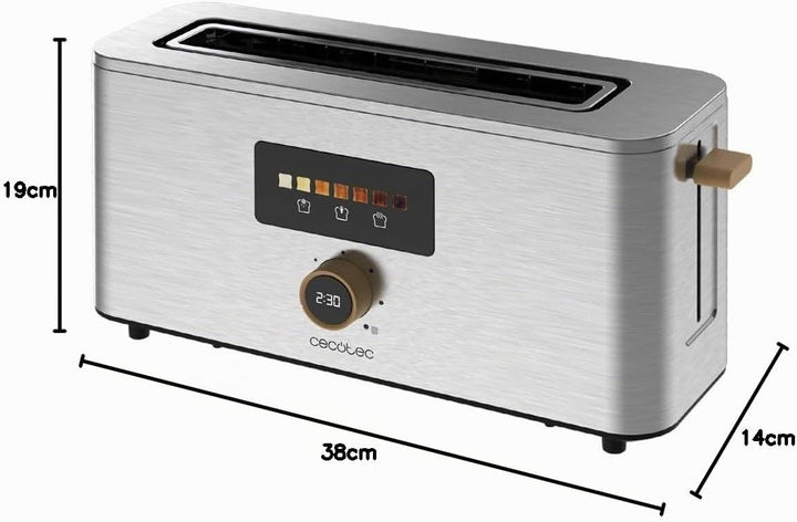 Cecotec Vertikaler Toaster mit 1 Langschlitz Touch&amp;Toast Extra, 1000 W, 24 Scheiben Brot, Extra brei