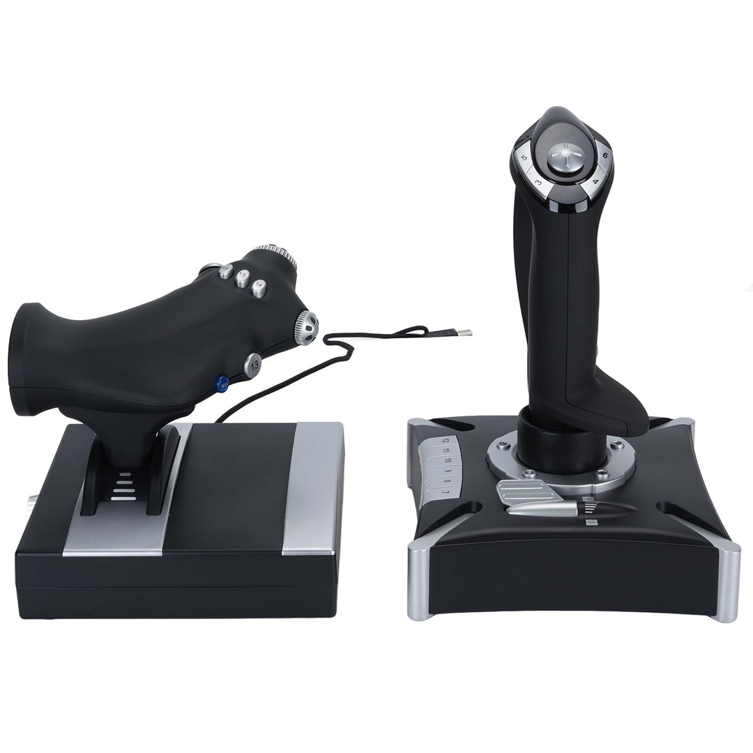 FAUOSWUK Simulations-Joystick, USB-Gaming-Flugsimulator-Gamecontroller mit Dämpfungs-Feedback, 4 Ach