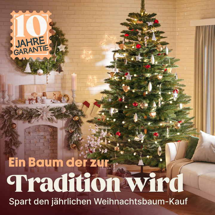 Premium Weihnachtsbaum künstlich 220cm -TESTSIEGER - Naturgetreu, dichte Zweige, Künstlicher Weihnac