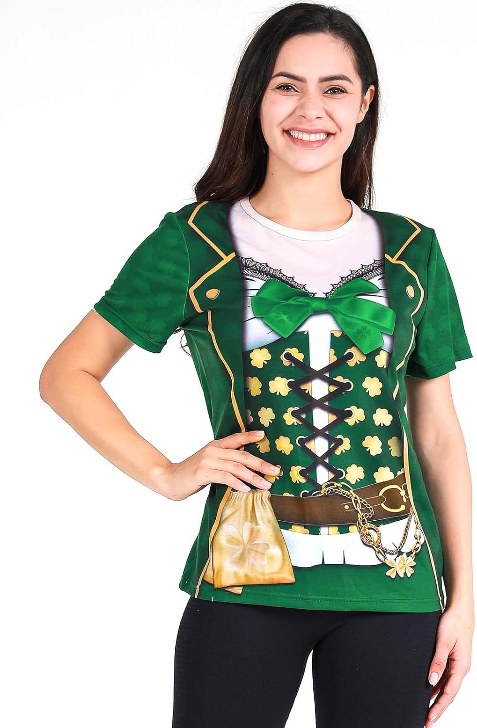 COSAVOROCK ST. Patrick's Day Damen Leprechaun Kostüme Klee T-Shirts 3XL Grün, 3XL Grün