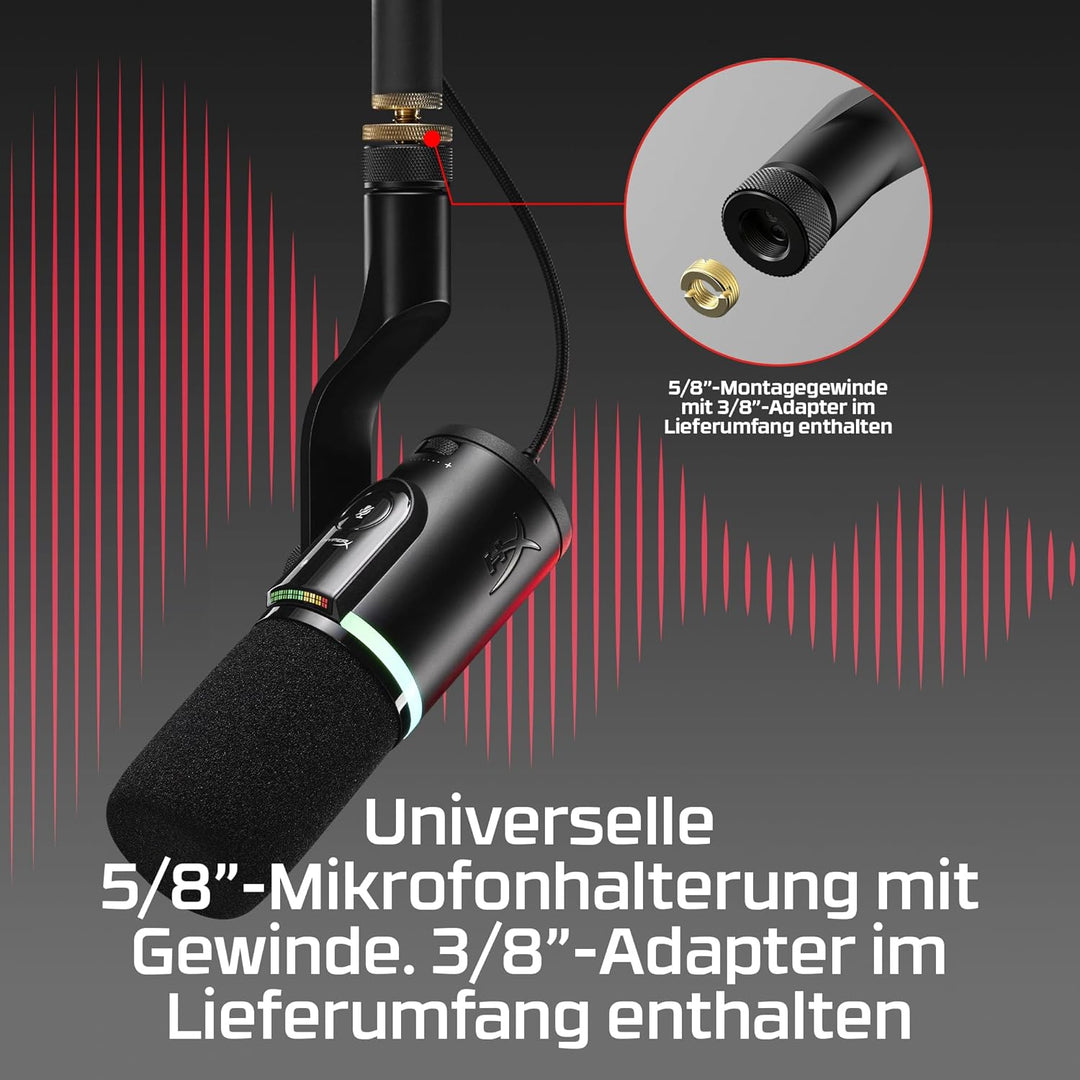 HyperX FlipCast Dynamisches USB/XLR-Mikrofon – Profi-Streaming & Podcast-Mikrofon mit Rauschunterdrü