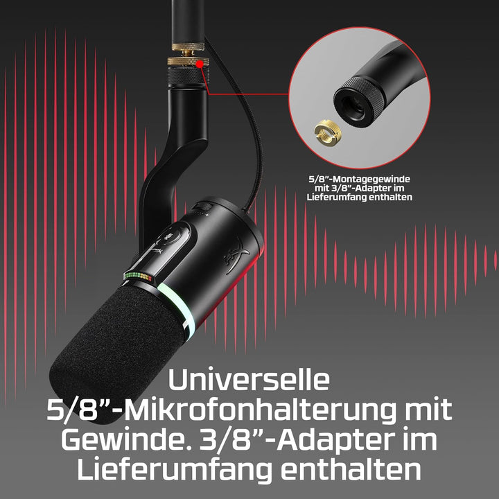 HyperX FlipCast Dynamisches USB/XLR-Mikrofon – Profi-Streaming & Podcast-Mikrofon mit Rauschunterdrü