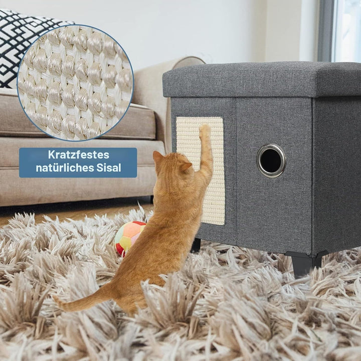 BRIAN &amp; DANY Faltbare Katzenhöhle Grosse Katzen, Katzenhaus mit Kratzbrett und Spielball, Katzen Höh
