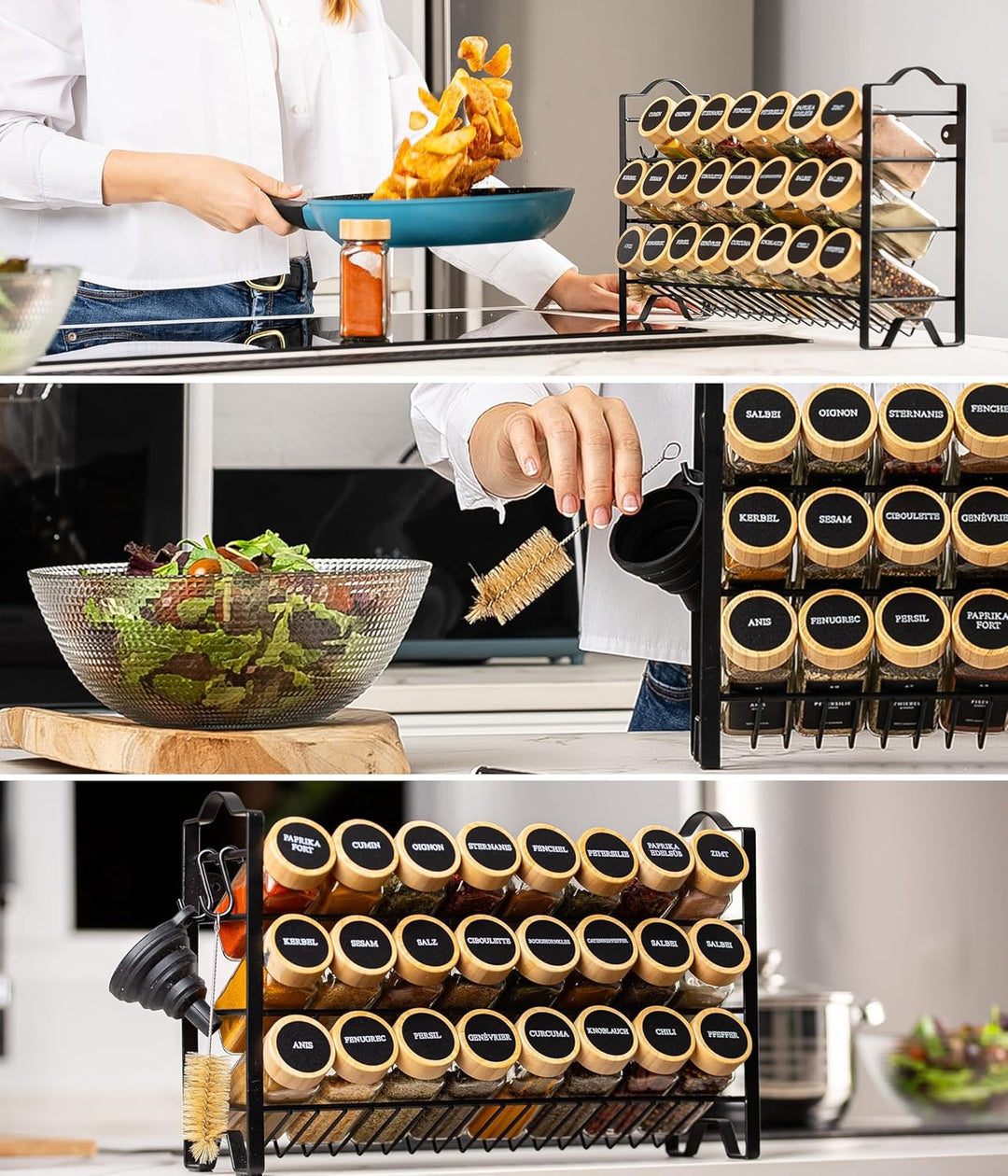 Deco haus® Gewürzregal Stehend & Wand [MIT GEWÜRZDOSEN & ETIKETTEN] - Gewürz Organizer - Spice Rack