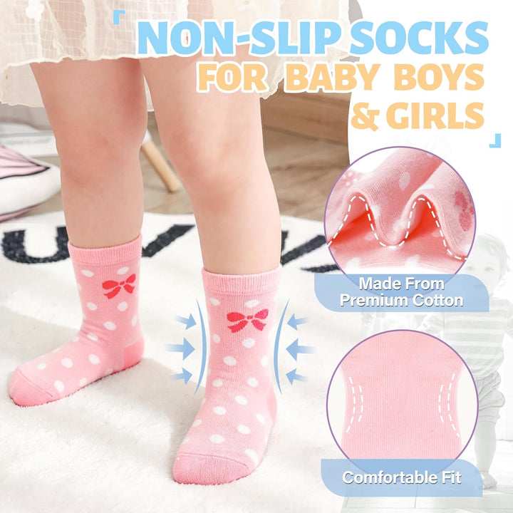 ANTSANG 12 Paare Stoppersocken Kinder Baby Mädchen Socken Anti Rutsch / Rutschfeste Socken Baumwolle