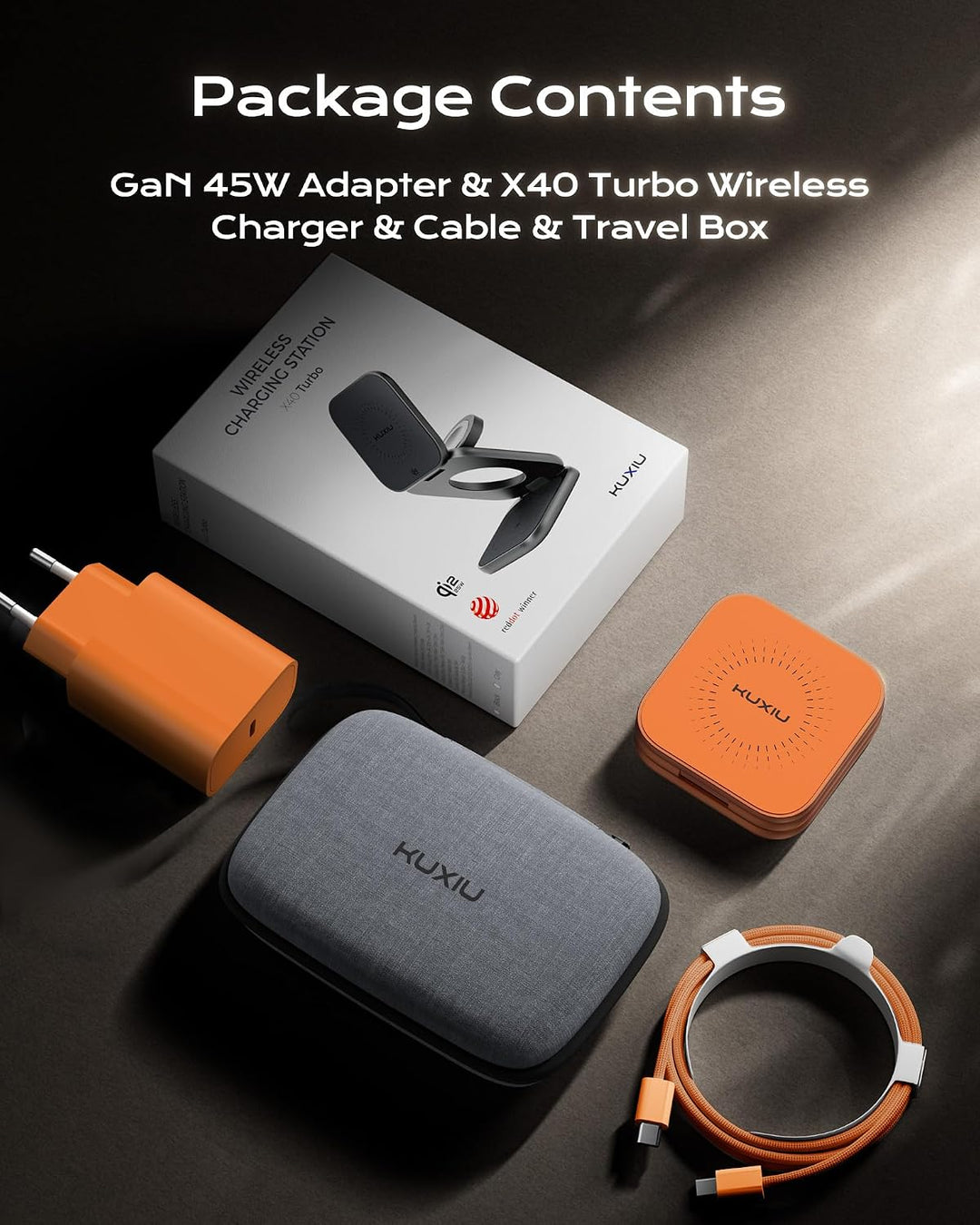 KU XIU X40 Turbo Qi2.2 25W 3-in-1 Ladestation für iPhone 17/16/15/14/13/12, 5W für Apple Watch und k