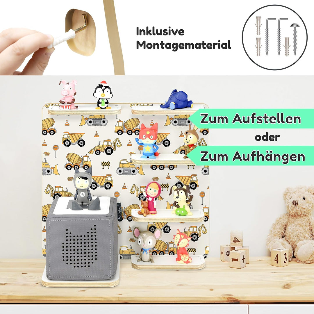 stadtecken Holzregal für Musikbox – Passend für Toniebox & ca. 30 Tonies | Perfekte Aufbewahrung für