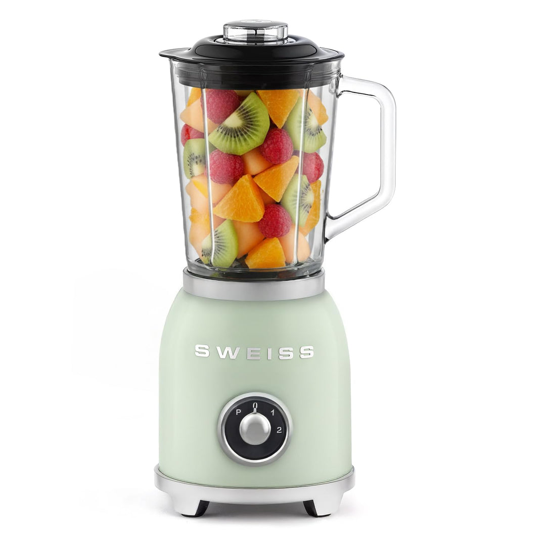 SWEISS Blender Smoothie Vintage MXV7, 2 Geschwindigkeiten und Pulsfunktion, 6 Edelstahlklingen, 1,5-