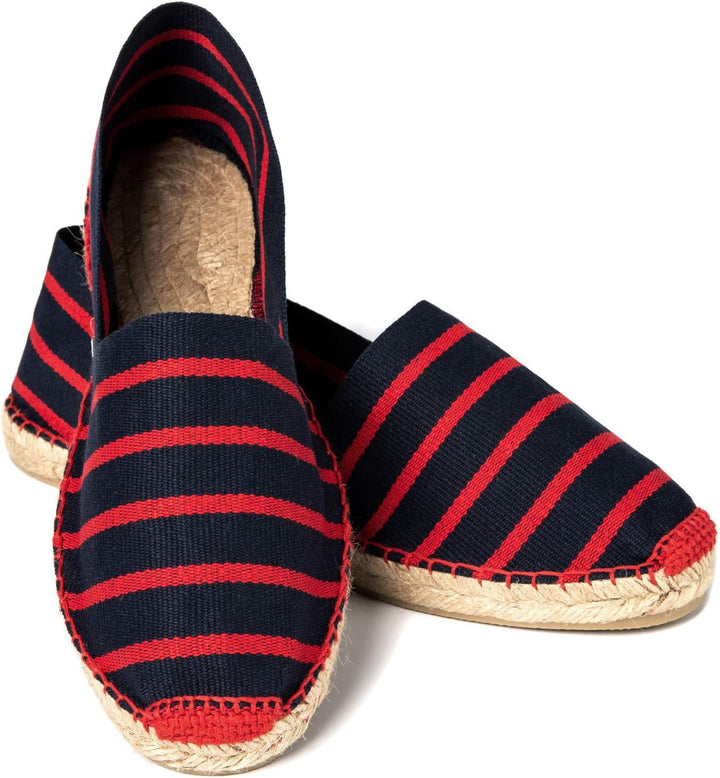 WELTENMANN gestreifte Herren Slip-on Espadrilles aus Baumwolle mit Schuhbeutel, 41-46, Handmade in S