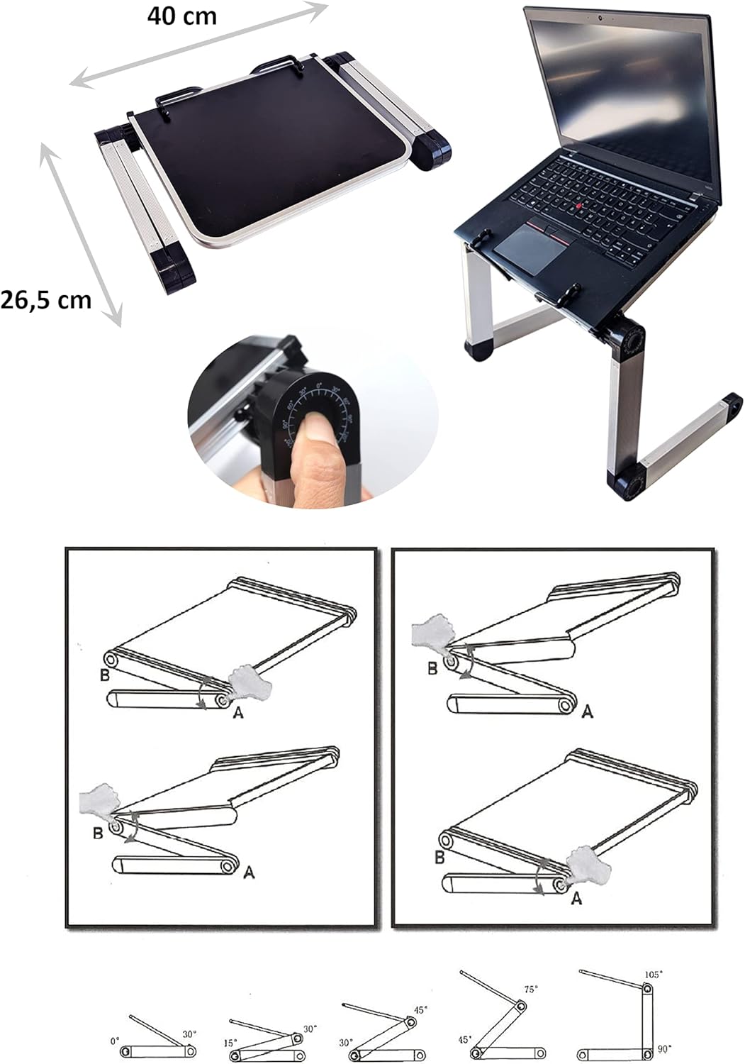 Table Buddy ergonomischer Laptop Ständer, Laptophalter aus Aluminium, leicht, höhenverstellbar, wink
