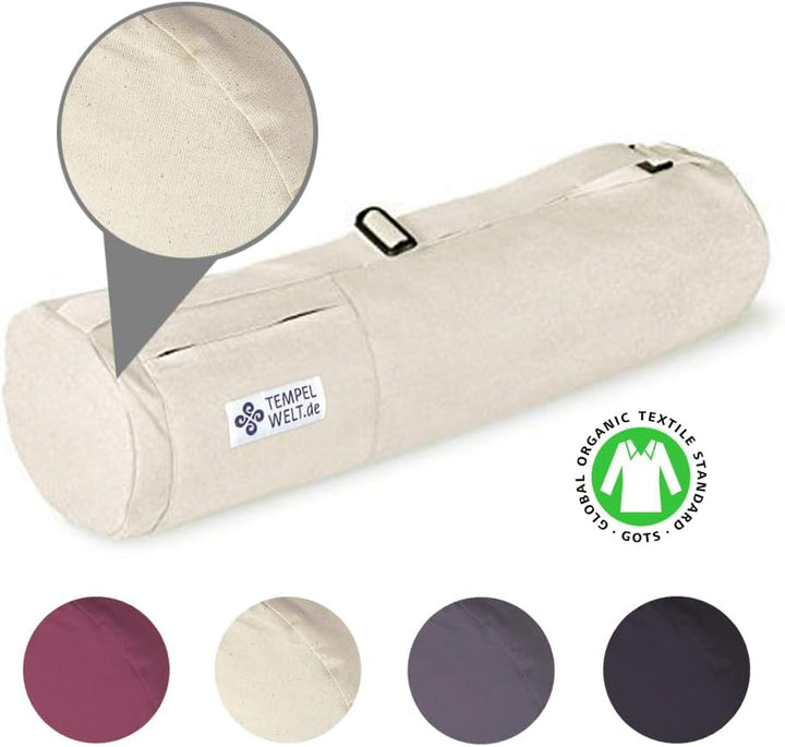 Mattentasche für Yogamatte Fitnessmatte 67x17 cm, Tasche aus Baumwolle Leinen natur Tragegriff Natur