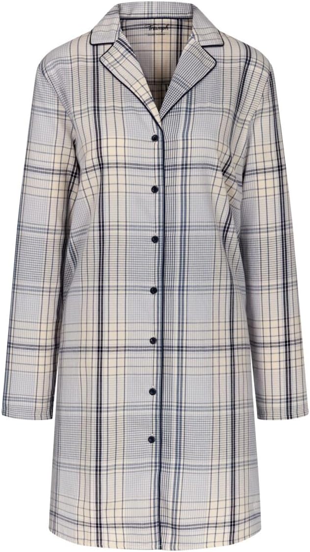 Triumph Damen Boyfriend Ndw X Checks Night Shirt, Blue - Light Combination