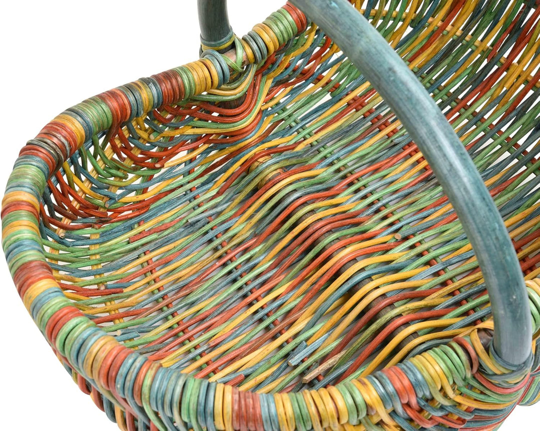Einkaufskorb/Bügelkorb/Shopper aus echtem Rattan, Henkel- Trage-Korb leicht und stabil (Bunt (Rot, B