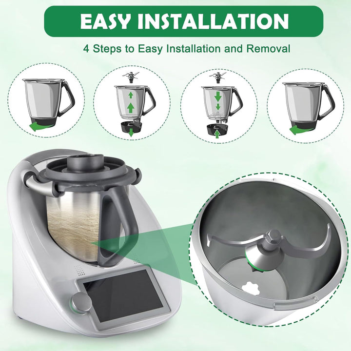 Teigmesser Kompatibel mit Thermomix TM6, TM5, Edelstahl Teigmischmesser mit Dichtring, Schnelle Rein