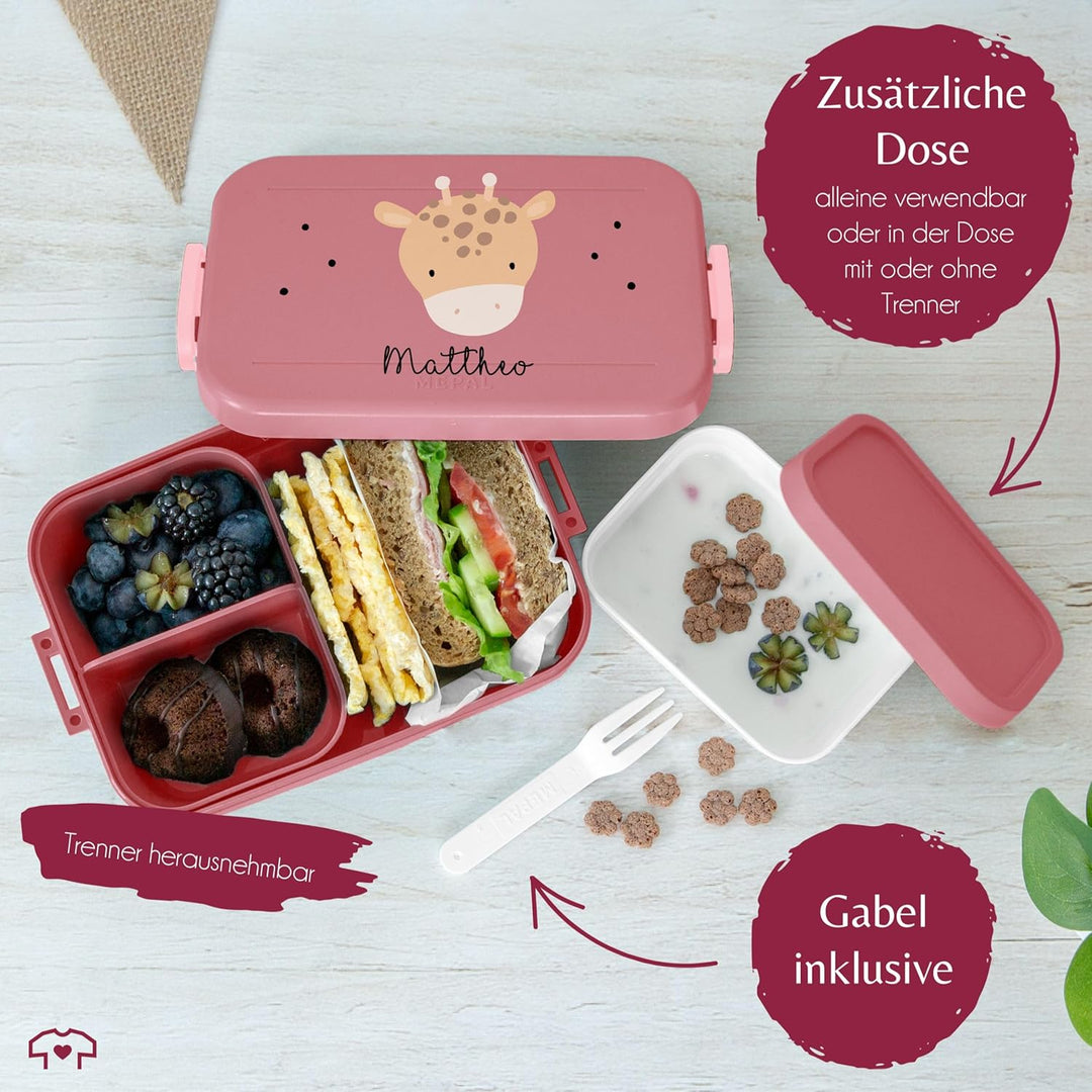 Kinder Bento Box Midi Lunchbox für Mepal Bentobox - Boho Giraffe Giraffen - 900 ml - Rosa - jausenbo