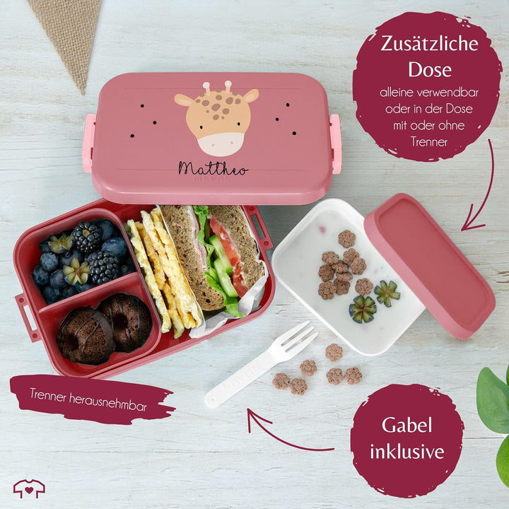 Kinder Bento Box Midi Lunchbox für Mepal Bentobox - Boho Giraffe Giraffen - 900 ml - Rosa - jausenbo