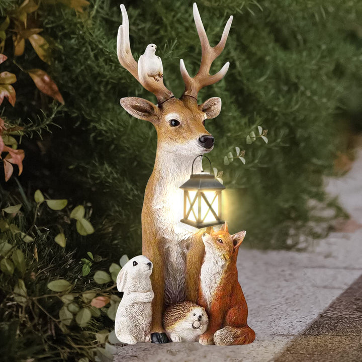 FUFRE Weihnachtsdeko Hirsch Mit LED Laterne, Herbstdeko Draussen -weihnachtsdeko Aussen, Gartendeko