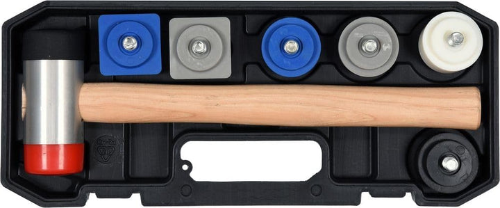 Schonhammer Set Gummihammer Doppelkopfhammer mit gemischten Schlagköpfen Ersatzköpfen 8 tlg. in Box