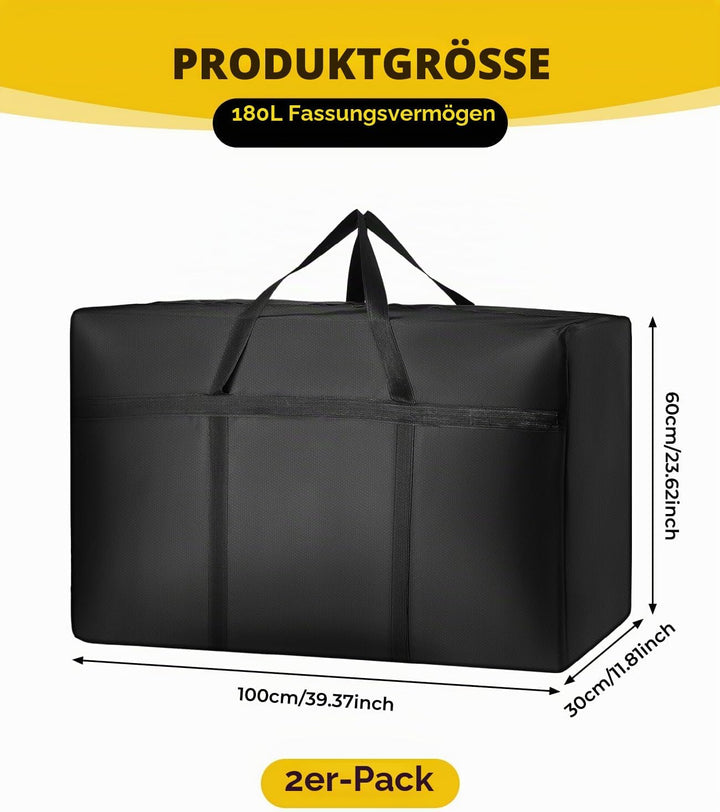 2 Stück 180L Extra Grosse Aufbewahrungstasche, mit Reissverschlüssen, 600D Oxford Umzugstaschen, Was