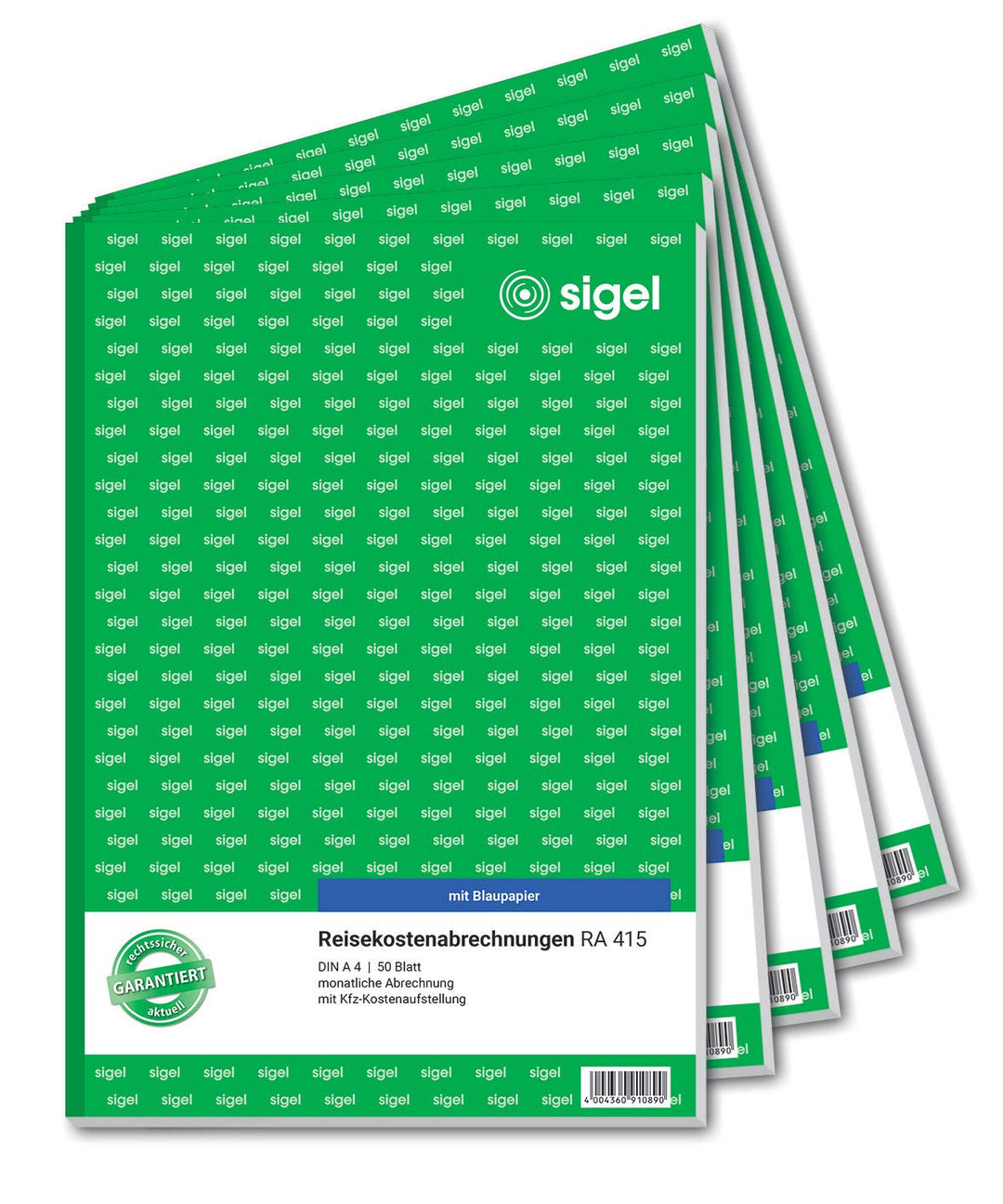 SIGEL RA415/5 Reisekostenabrechnung monatlich, A4, 50 Blatt, 5er Pack 5 Stück, 5 Stück