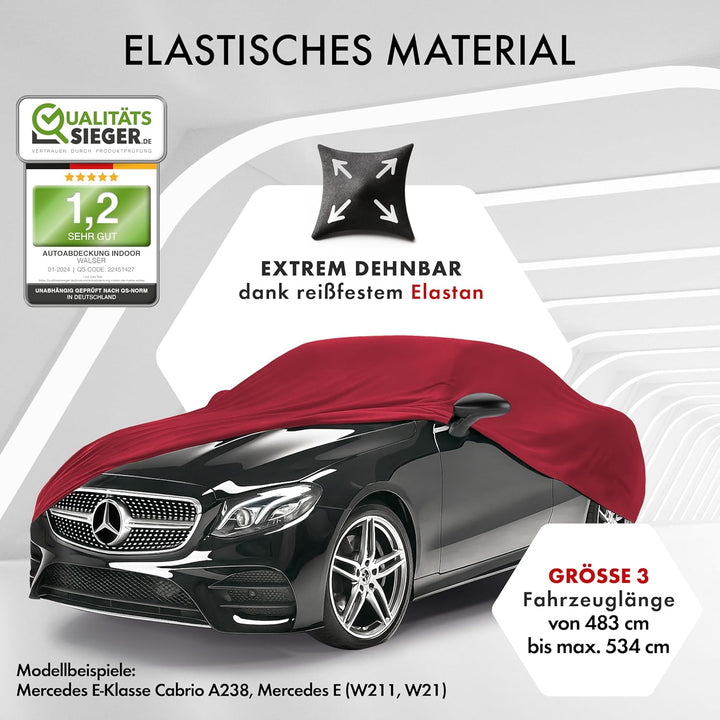 WALSER Premium Abdeckung Auto Indoor Stretch Plus Qualitätssieger Sehr Gut* Autoabdeckung Winter Aut
