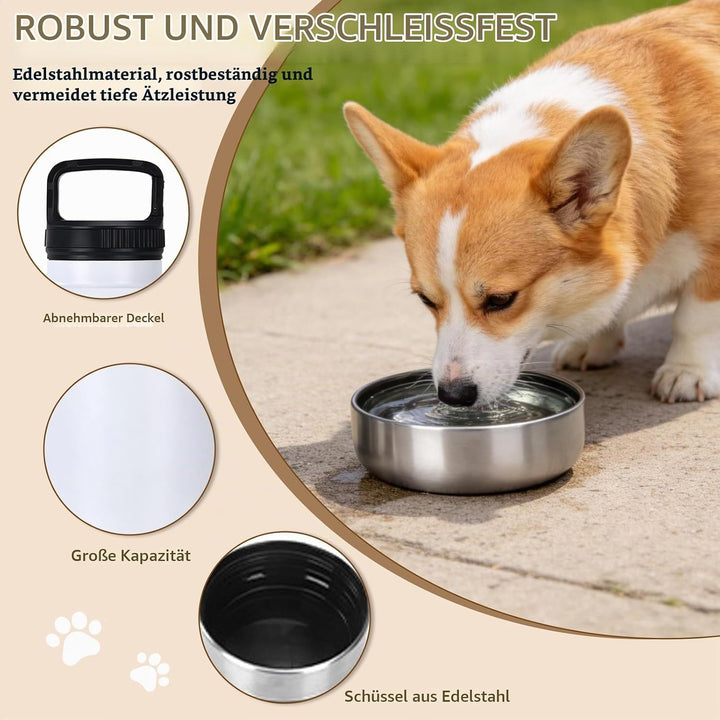 Trinkflasche Hunde für Unterwegs, 1000ml Reiseflasche für Hunde &amp; Katzen aus Edelstahl, Isolierter W