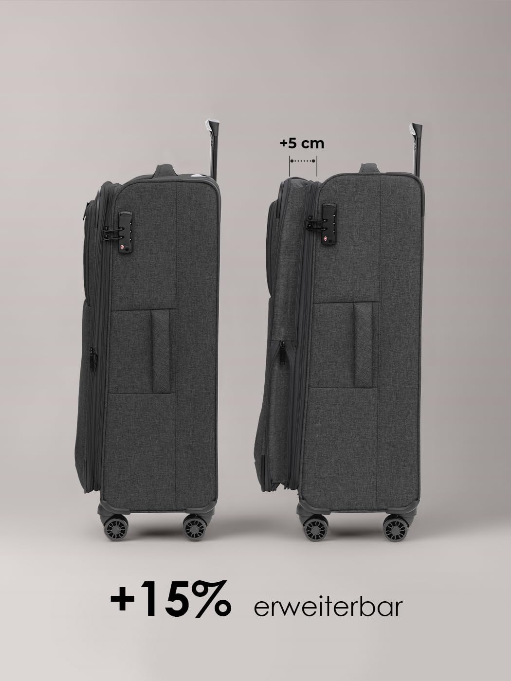 REDOLZ Koffer-Set 3-teilig für Damen & Herren | leichte & stabile Reise-Trolleys, hochwertiges Softc