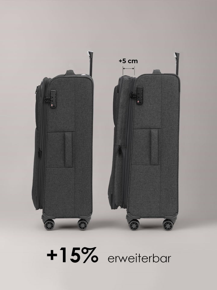REDOLZ Koffer-Set 3-teilig für Damen & Herren | leichte & stabile Reise-Trolleys, hochwertiges Softc