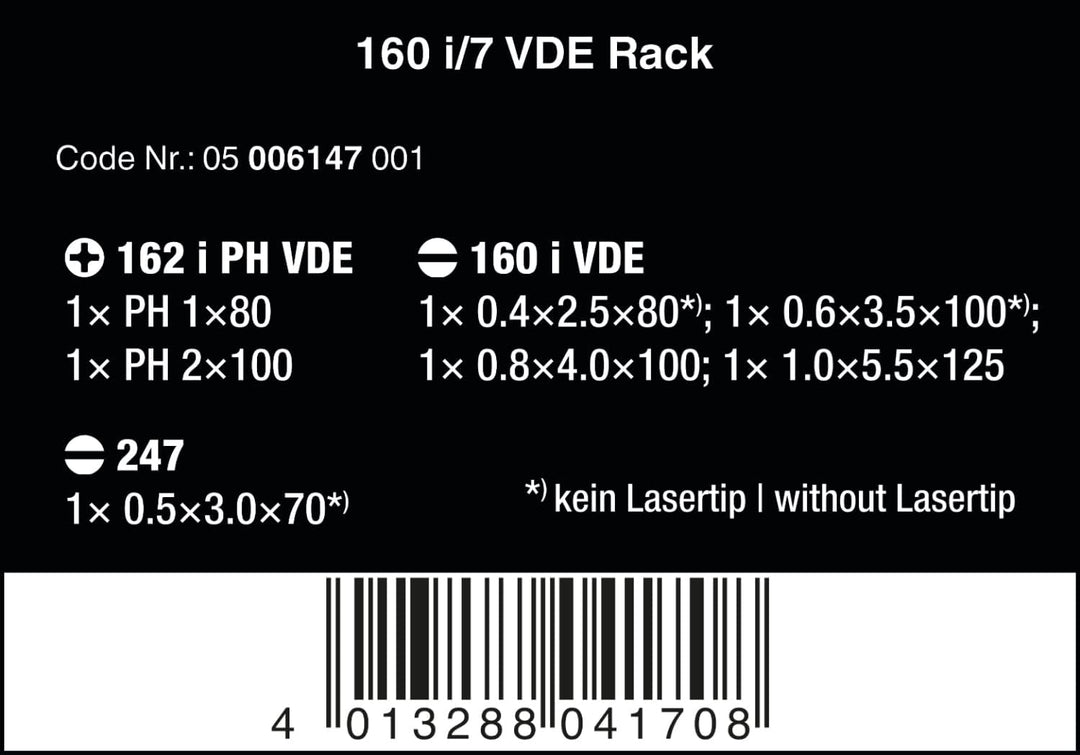 Wera 05006147001 160 i/7 Rack, VDE Isolierter Schraubendreher Satz, 7-teilig &amp; 167 i/6 Schraubendreh
