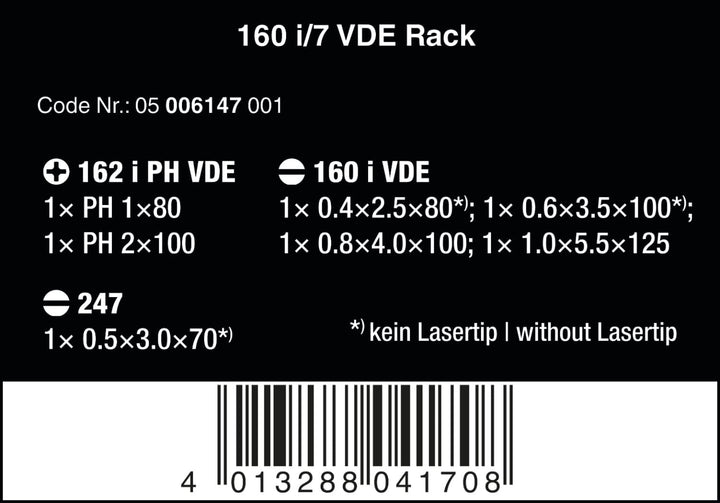 Wera 05006147001 160 i/7 Rack, VDE Isolierter Schraubendreher Satz, 7-teilig &amp; 167 i/6 Schraubendreh