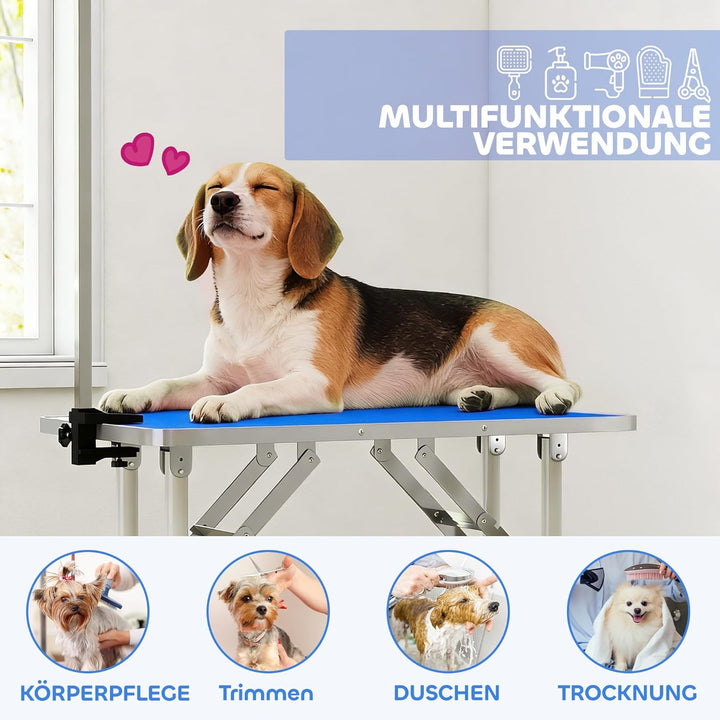 PawHut Trimmtisch für Hunde Hundepflegetisch klappbar höhenverstellbar mit höhenverstellbarem Galgen