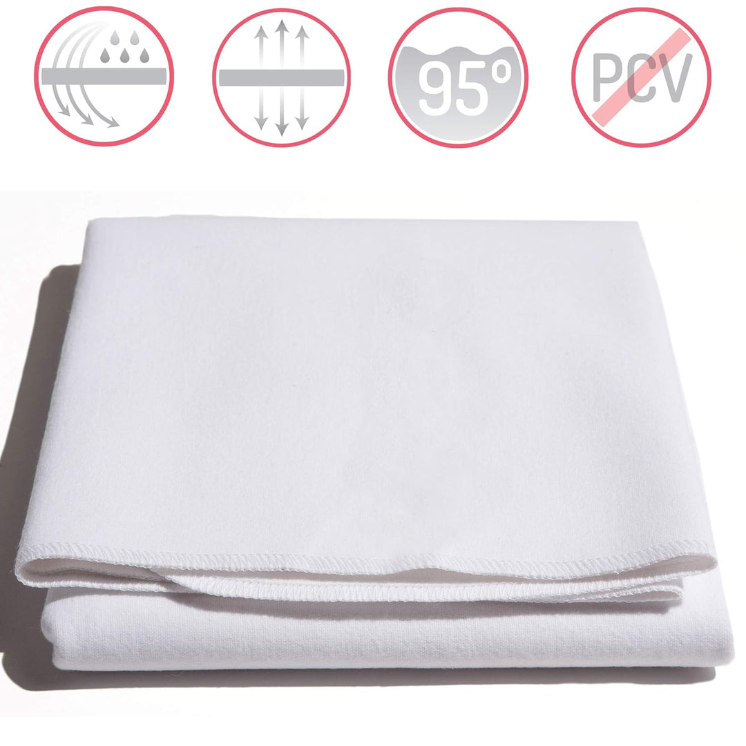 Wasserdichte und atmungsaktive Betteinlage aus Baumwolle von MOTHERHOOD - 120x65cm mit Befestigungsg