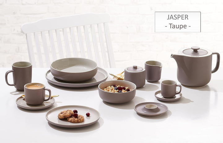 Ritzenhoff &amp; Breker Tafelservice Jasper, 8-teilig, Taupe, Steinzeug, Speiseteller und Suppenschalen