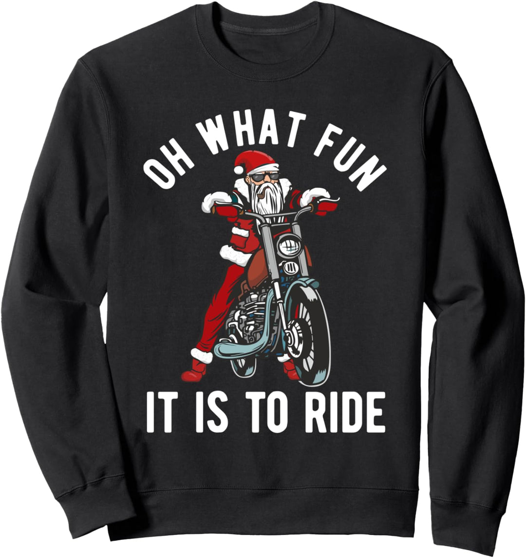 Biker Santa Funny Christmas Ride a Bike Motorcycle Lover Fan Sweatshirt