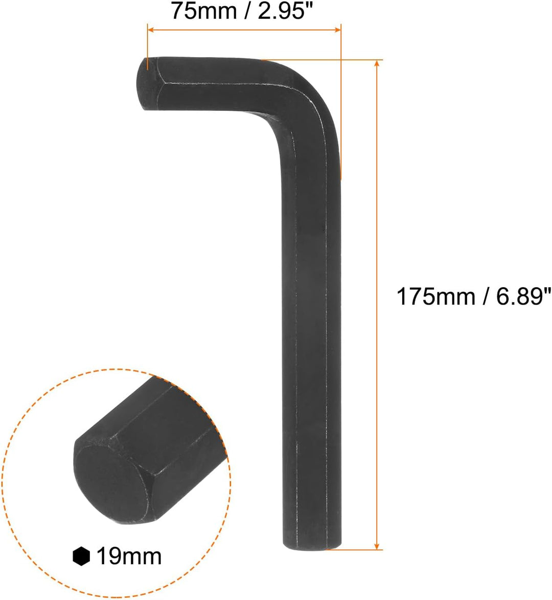 QUARKZMAN Innensechskantschlüssel 19mm L-Form Sechskantschlüssel aus Chrom-Vanadium-Stahl, Reparatur