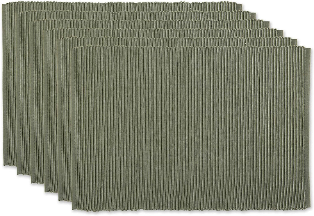 DII Basic Everyday Gerippte Tischset 100% Baumwolle Tischset 13x19 Artischocke 6-teilig, Artischocke