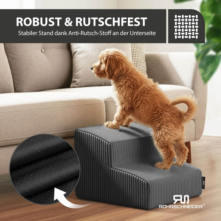 Rohrschneider Hundetreppe kleine Hunde | Made in EU | Haustiertreppe mit Rutschfester Unterseite | K