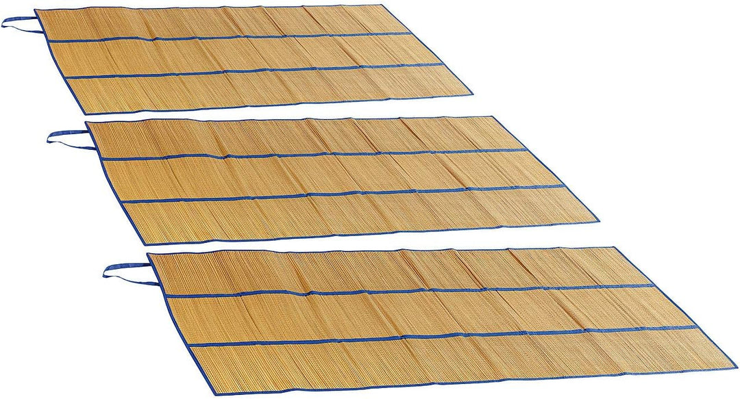 Bastmatten: 3er-Set Faltbare Bast-Strandmatten mit Tragegriffen, 180 x 90 cm (Badematte Bast, kompak