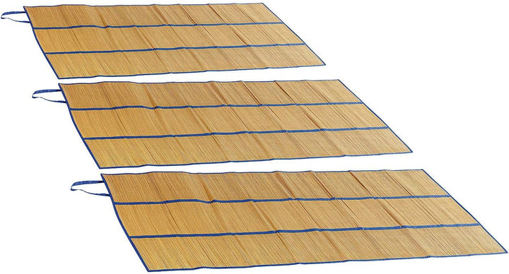 Bastmatten: 3er-Set Faltbare Bast-Strandmatten mit Tragegriffen, 180 x 90 cm (Badematte Bast, kompak