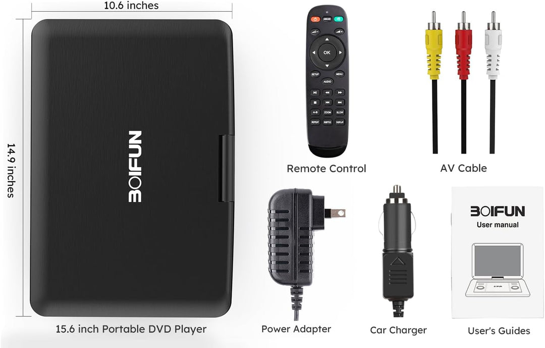 17,5’’ Tragbarer DVD Player mit 15,6’’ HD Display, 6 Stunden Wiederaufladbare Batterie, Unterstützun