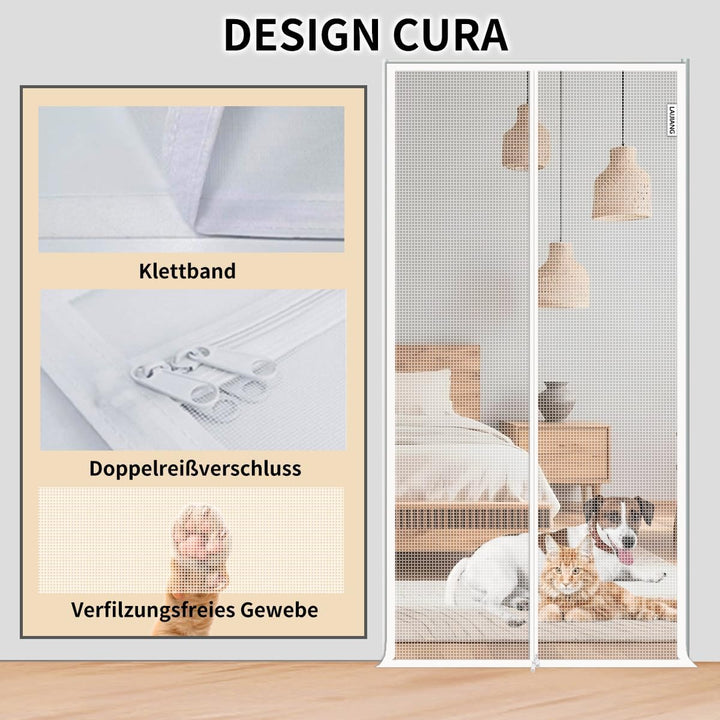 Katzentor Balkontür 90x210cm verdicktes Katzensicherheitstor für Wohnzimmer, Schlafzimmer, Küche, Te