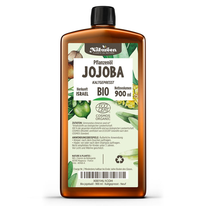 Jojobaöl Bio 900 ml - 100% Bio, Rein, Natürlich & Kaltgepresst 900 ml (1er Pack), 900 ml (1er Pack)