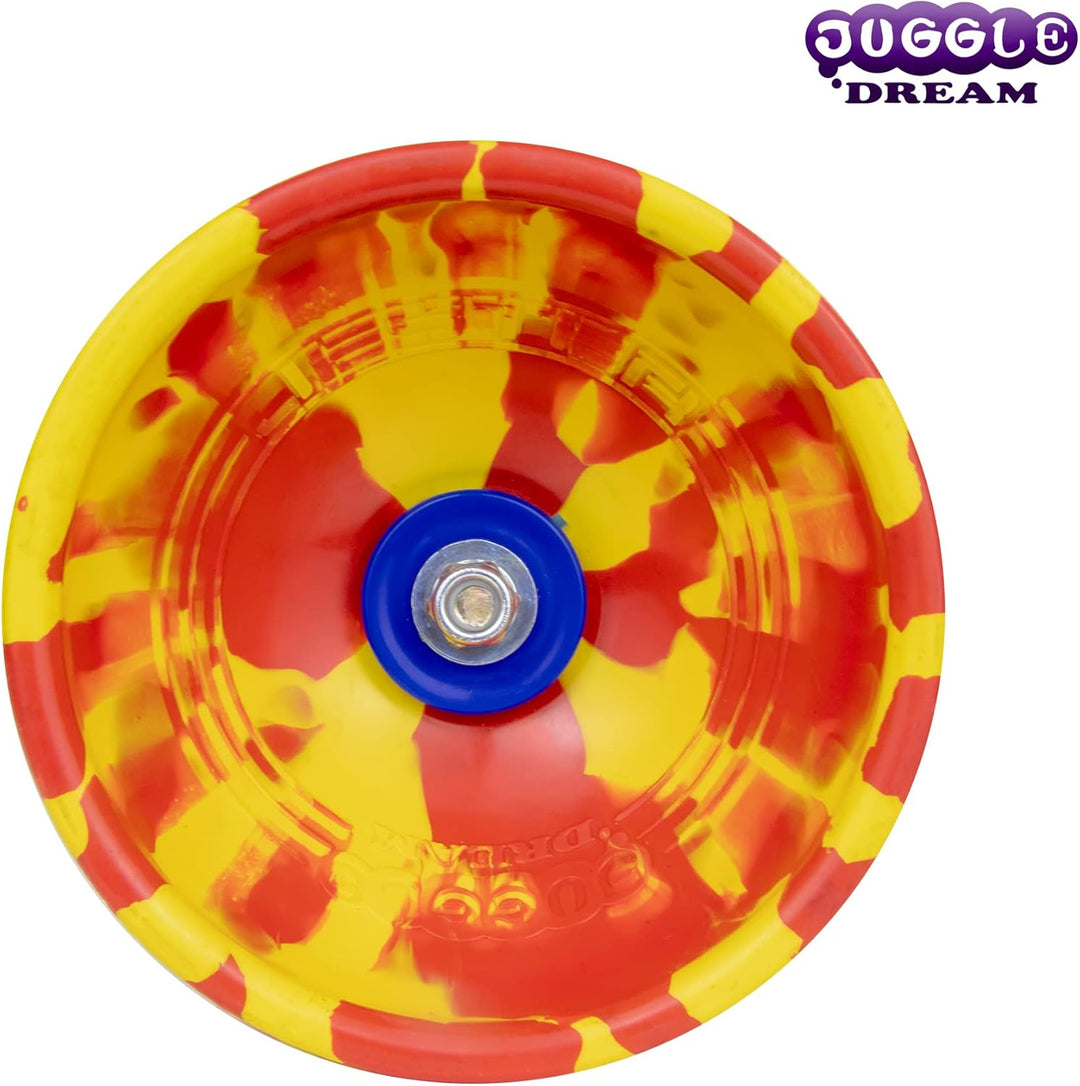 Juggle Dream Jester Diabolo Jonglierset – Fester Achse Profi-Diabolo mit Superglass-Handstäben, Onli