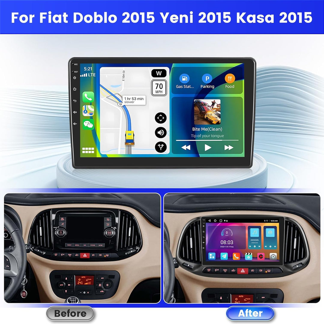 Radio für FIAT Doblo 2015 Yeni 2015 Kasa 2015 Android 15 2+64G mit Wireless CarPlay Android Auto, 9