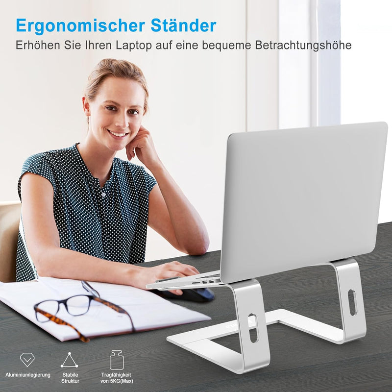 BoYata Laptop Ständer, Ergonomisch Aluminium Notebook Ständer, Tragbarer Belüfteter Laptop Halterung