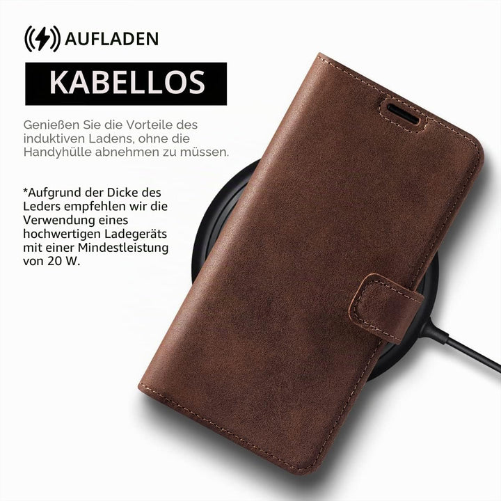 SURAZO Handyhülle für Apple iPhone 15 Pro Max Hülle Leder – Klappbar Echtleder Schutzhülle [ Magnet,