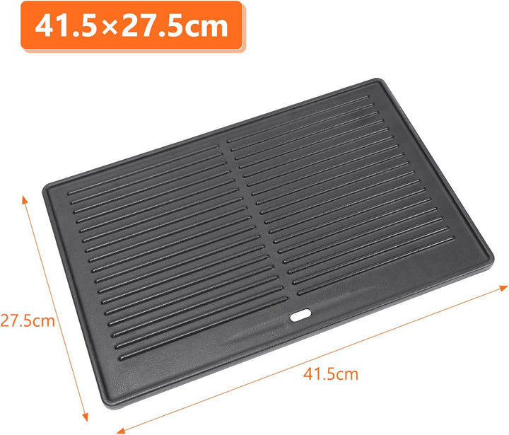 GFTIME 41.5 x 27.5 cm Universal Gusseisen Grillplatte für Tepro Toronto, Taino Hero XL, Activa Angul