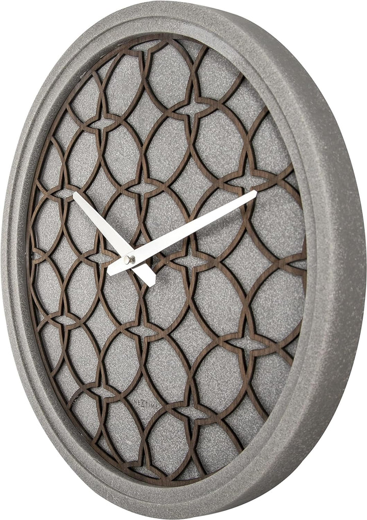 NeXtime Wanduhr "CONCRETE LOVE", lautlos, rund, Stein / Holz, ø 39 cm