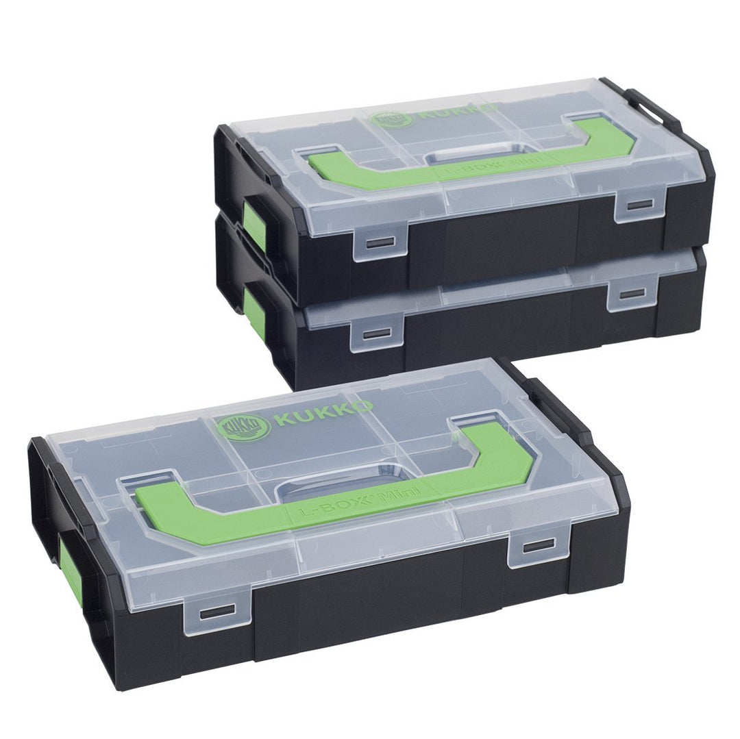 KUKKO 3er Set Sortimo L-Boxx mini/Deckel transparent